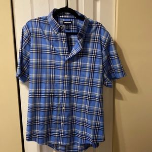 Lands End mens short sleeve button down - size L (16-16.5) no iron twill